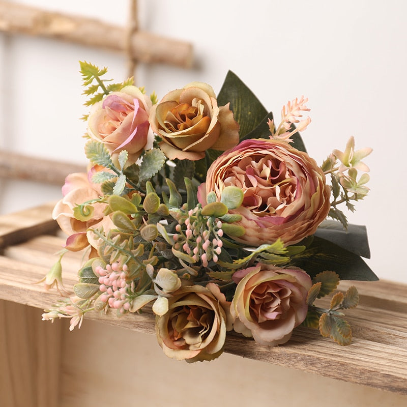 Silk Artificial Roses Flowers Bouquet